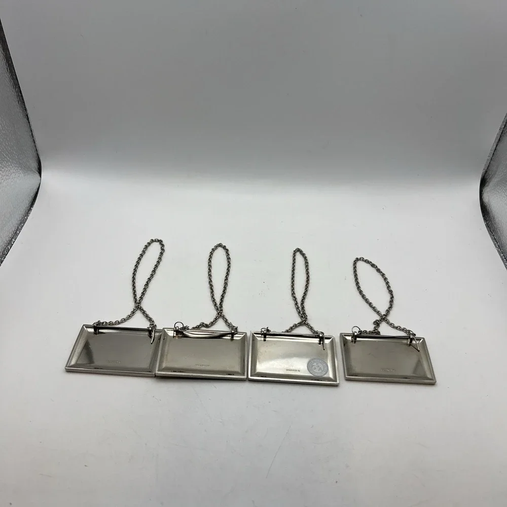 Godinger Silver Art Co Decanter Tags Labels Set of 4 Whiskey Bourbon Rye Scotch